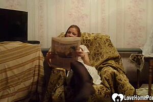 armchair is comfy for fingering my ass in lingerie stockings as a teen slut