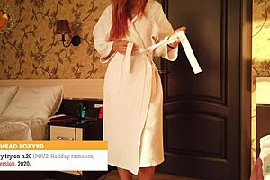 Redhead Foxy Tries On Panties In Holiday POV