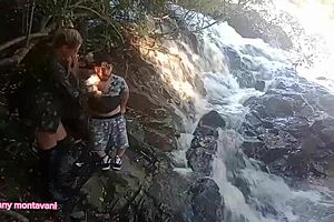 Tiffany Montavani With Pitoco At Waterfall And Anozinho