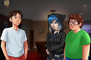 What happens when a girl with small tits meets a monster cock in Summertime Saga?