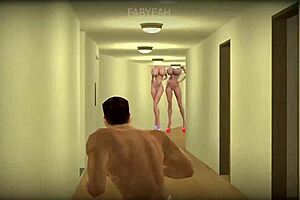 giant futanari milf plays in hotel room