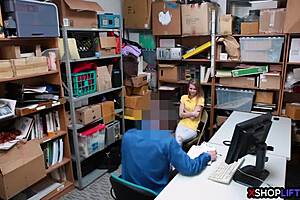 russian slender teen 18+ caught shoplifting and punished at the office shop