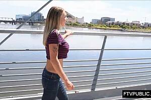 look at 18yo big tits nude on public bridge outdoors!