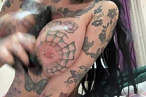 huge pierced tits filled with oil during amateur massage session