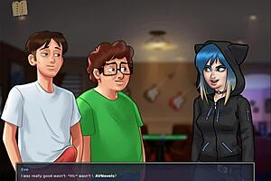 What happens when a girl with small tits meets a monster cock in Summertime Saga?