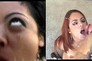 Pretty Girl Receives Messy Facial Cumshot After Intense Cock Sucking.