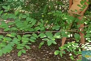 Oh, Watch That Horny European Babe Flash Her Nude Ass And Natural Tits In The Forest For Voyeurs!