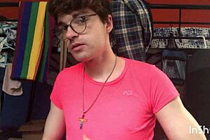 gay twink niko springs strips and teases with his big cock