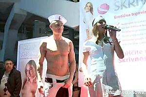 Hot Stripper Nurse Is On The Stage Swallowing A Cock