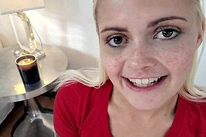 Cute blonde teen swallows cum after monster cock POV sex