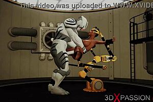 Extreme Sex In Restraints Big Tits Beauty Likes To Be Fucked Hard In 3d Bdsm Black Pussy Hairless