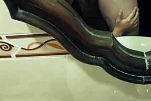 sara from mansoura enjoys workplace encounter with buffet worker