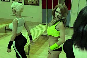 Naked girls train in anime hentai