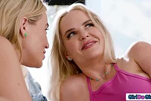 i invited a busty milf over to join me and my blonde lesbian partner for some licking and sex