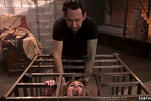 look at this bound blonde getting her ass fucked rough by a monster cock, deepthroat and gagging included