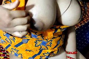 Do you like watching desi pussy licking? This babe's nipples are hard