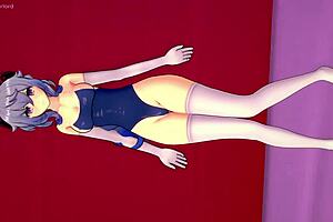 Ganyu Gives Footjob in Swimsuit