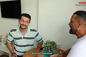 Latina milf receives double penetration after pizza delivery