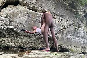 Bigdaddykj and his girlfriend’s passionate interracial sex in the great outdoors
