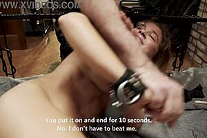 Painful Clamps Grip Tight on Lovely Brunette Teen's Kinky Pussy During Brutal Play