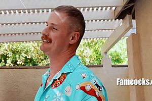 Stepuncle leads the family in unzipping for a close-up rimjob and bareback sex