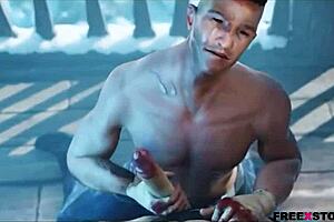 in fallout 4, this gay sex scene unfolds with a nude girl involved, blowing and sucking cock