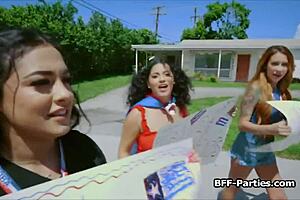 Cuban sluts share big cock in foursome