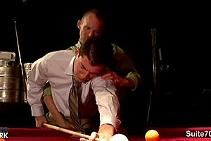 Gay porn stars have sex in the locker room