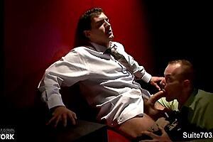 Gay porn stars have sex in the locker room