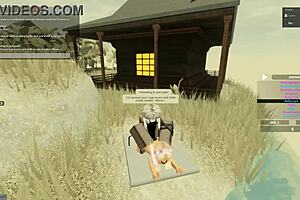 Deepthroat and anal sex with a whore in Roblox