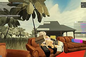 Deepthroat and anal sex with a whore in Roblox