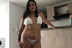curvy colombian wife teases with her huge natural boobs and dirty talk in this homemade 3d scene
