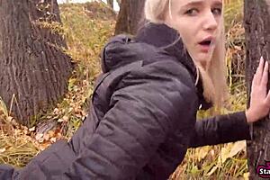 Stepbrother fucked me raw in the woods and made me swallow his load