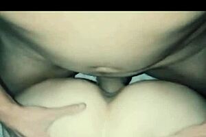 pornstar bends over for doggystyle fuck with fan on live homemade closeup