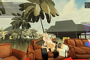 Deepthroat and anal sex with a whore in Roblox