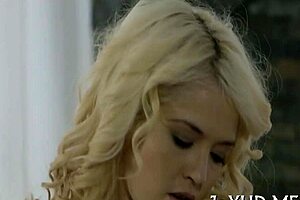 young teen in bent over doggystyle action with cock