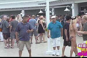 Slutty street flashing at fantasy fest party