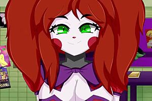 circus baby shows off her big tits in hentai sex