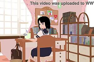 uhh mia anime school girl in sailor uniform, so cute in room