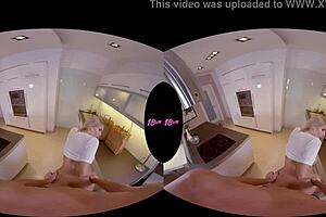 Blonde teen with big tits gets smashed in kitchen