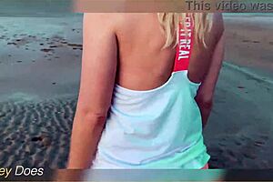 flashing big tits at sunset