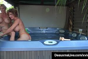 Deauxma, Mature Cougar, Licks Huge Hairy Beaver Outdoors With Toys