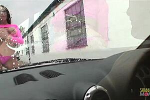 sexy girl skips washing cars to give a blowjob then gets screwed