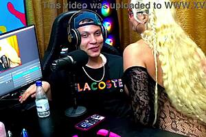 latina andressa sanchez teases ruan with her ass on camera. she pulls his cock out for a wild podcast.