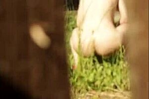 neighbors spy on flashing big tits in summer outdoor fun