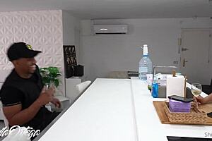 In this scene, the sexy girl deepthroats Jesus Reyes' big cock while moaning passionately. She kisses and sucks his huge member.