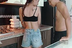 Sexy Latina Teen Blowjob In Kitchen