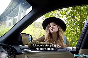 Public agent picks up big tits hitchhiker Nicole Rae for a wild pov blowjob