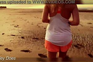 flashing big tits at sunset