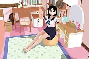 uhh mia anime school girl in sailor uniform, so cute in room